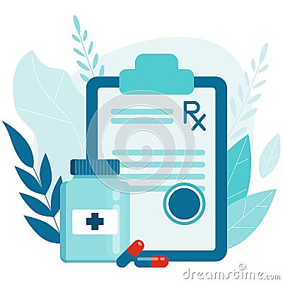 Medical prescription concept banner. Vector medical illustration Vector Illustration