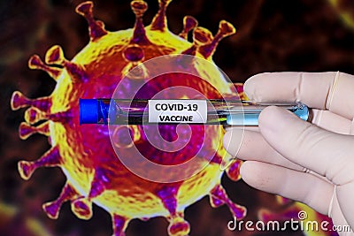 Medical professional holding covid-19 virus vaccine Stock Photo