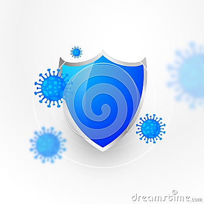 Medical protection shield stopping and destroying coronavirus Vector Illustration