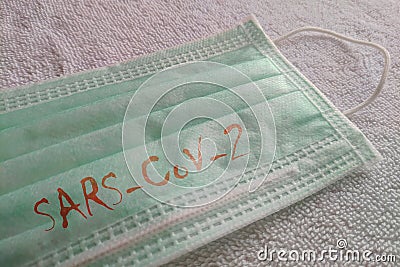 Medical protective mask for respiratory protection against SARS-COV-2 viruses Stock Photo
