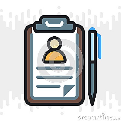 Medical record, disease history or patient card icon. Simple color version on light gray background Vector Illustration