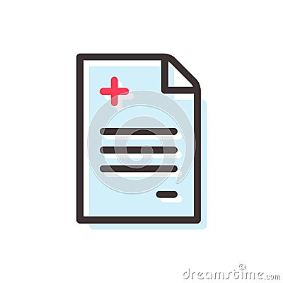 Medical record flat outline icon Vector Illustration