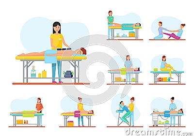 Medical and Relaxing Massage Session Banner Set Vector Illustration