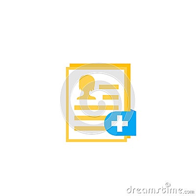 Medical report, clinical record icon on white Vector Illustration