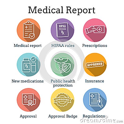 Medical Report outline or line flat vector icon - mobile application or button design - Vector design logo for mobile app Vector Illustration