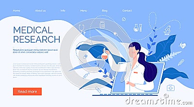 Medical research. Information Poster about Online Medical Services. Vector Illustration