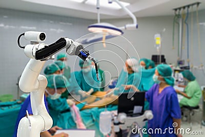 Medical robot arm of the future, human replacement. Stock Photo