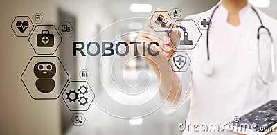 Medical robot rpa automation modern technology in medicine concept. Stock Photo