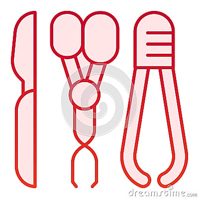 Medical scalpel, scissors and tweezers flat icon. Surgical instruments vector illustration isolated on white. Doctors Vector Illustration