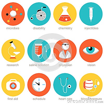 Medical Science Icon Set Vector Illustration