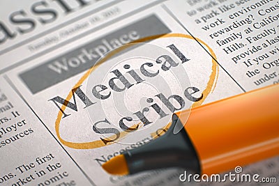 Medical Scribe Job Vacancy. 3D. Stock Photo