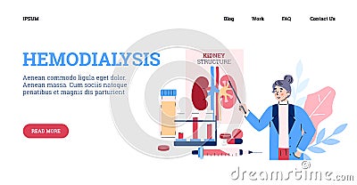 Medical service hemodialysis for patients with kidney failure disease. Vector Illustration