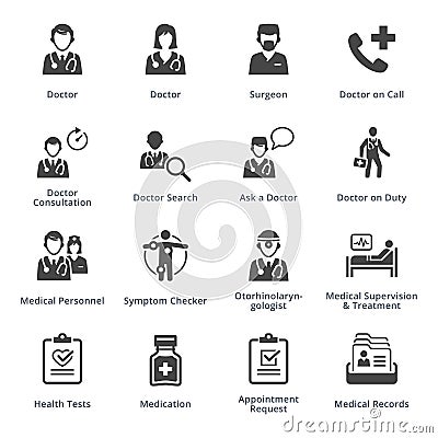 Medical Services Icons Set 3 - Black Series Vector Illustration