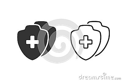 Medical Shield Line Icon set shield flat health cross medical vector Vector Illustration