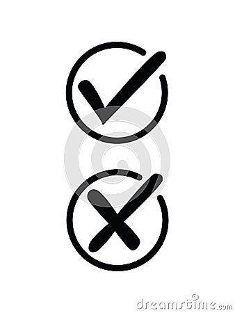 Accept and deny, right and wrong icon Vector Illustration