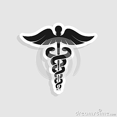 Medical snake health symbol. line art. Modern depiction of the caduceus, vector silhouette Vector Illustration