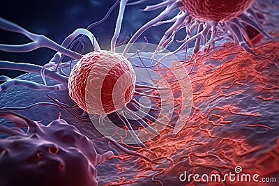 3D microscopic view of a tumor cell Stock Photo
