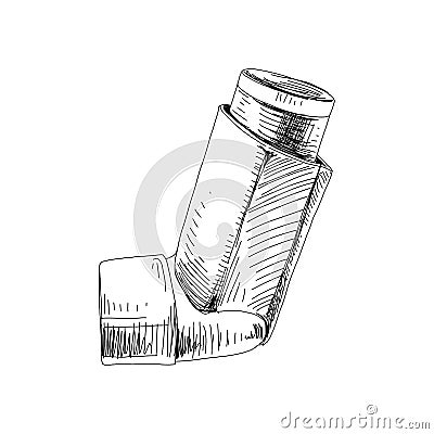 Medical spray inhaler, hand drawn vector illustration. Vector Illustration