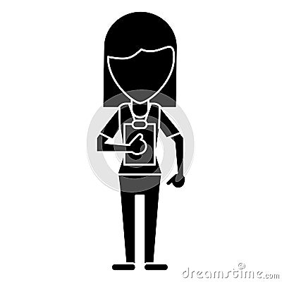 Medical staff female clipboard health pictogram Vector Illustration