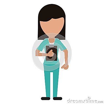 Medical staff female clipboard health Vector Illustration