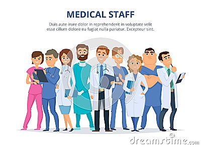 Medical staff. Group of male and female doctors Vector Illustration