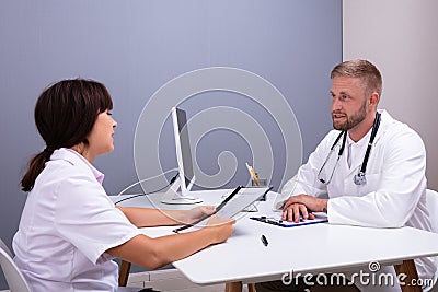 Medical Staff Having Discussion In A Hospital Stock Photo