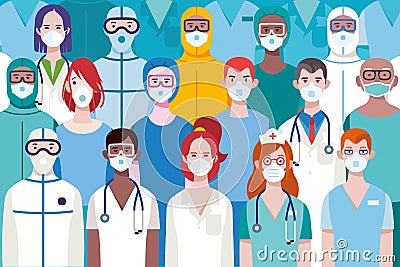 Medical staff with masks Vector Illustration