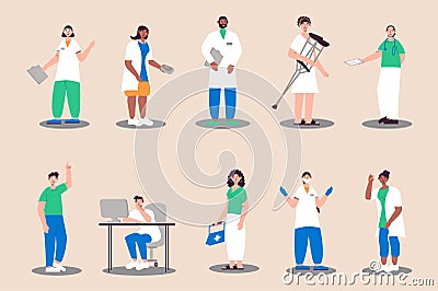 Medical staff people set in flat design. Vector illustration Vector Illustration