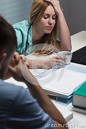 Medical staff working overtime Stock Photo