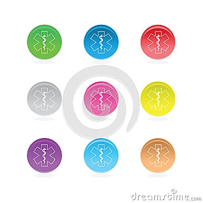 Medical star symbols in color circle Vector Illustration