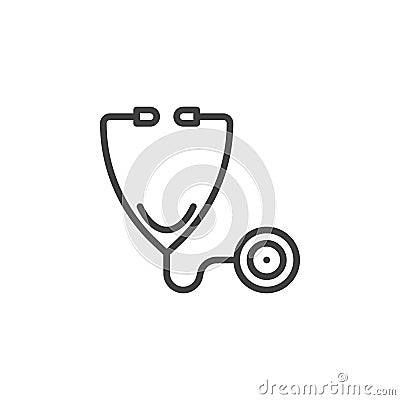 Medical stethoscope line icon Cartoon Illustration