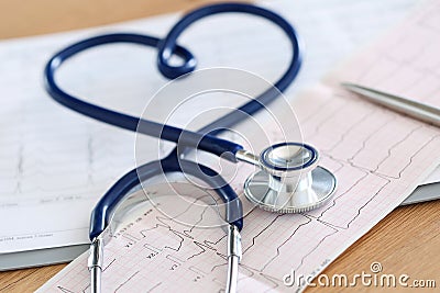 Medical stethoscope twisted in heart shape Stock Photo