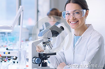 Medical student in the clinical laboratory Stock Photo