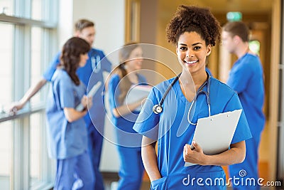 Medical student smiling at the camera Stock Photo