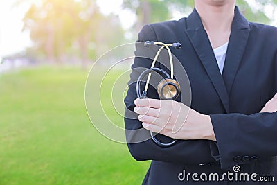 Medical students or Health Check with stethoscope. Stock Photo