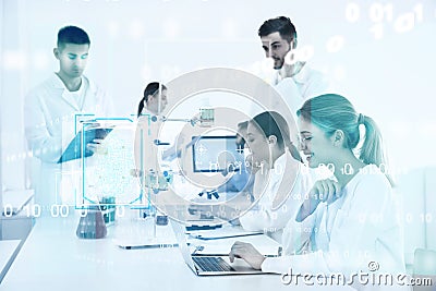 Medical students working in scientific laboratory Stock Photo