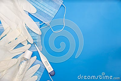 Medical supplies to prevent infection background Stock Photo