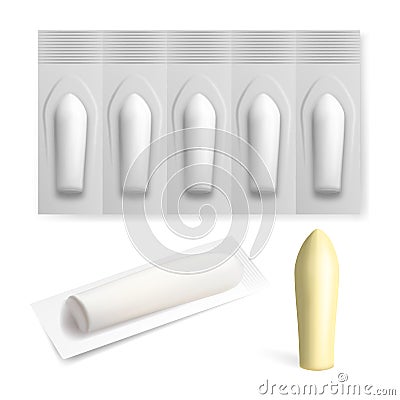 Medical Suppositories In Blister Strip Set Vector Vector Illustration