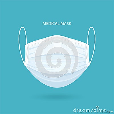 Medical or Surgical Face Mask. Virus Protection. Breathing Respirator Mask. Health Care Concept. Vector Vector Illustration