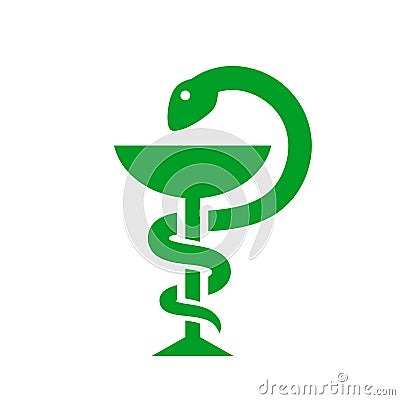 Medical symbol snake with cup Vector Illustration