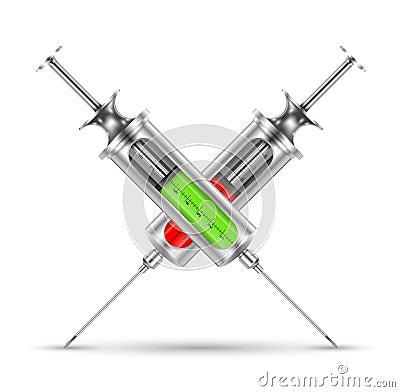 Medical syringe filled. Vector Illustration