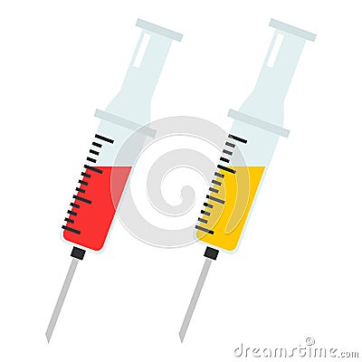 Medical Syringe Flat Icon Isolated on White Vector Illustration