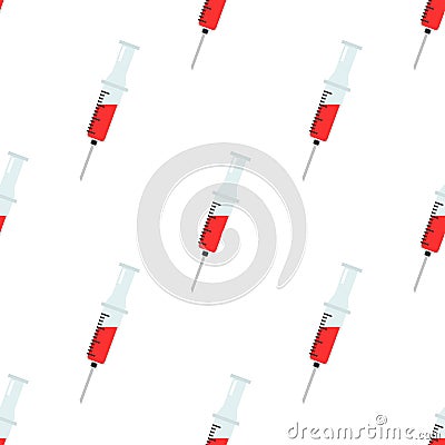 Medical Syringe Flat Icon Seamless Pattern Vector Illustration