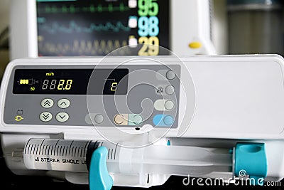 Medical syringe pump Stock Photo