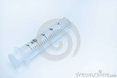 Medical syringe on a white background close-up, copy space. Vaccination and immunisation coronavirus outbreak Stock Photo