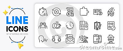Medical tablet, Puzzle and Elevator line icons. For web app. Vector Vector Illustration