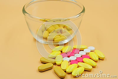 Medical tablets different on color Stock Photo