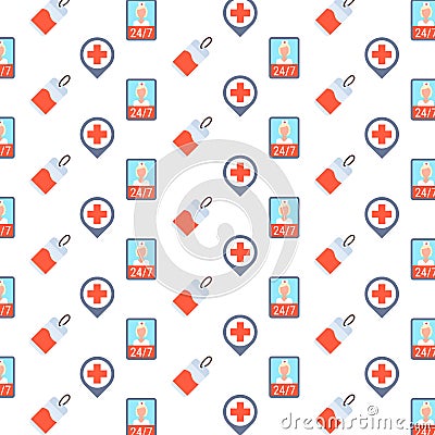 Medical tag cross hospital location geo tag icon online doctor consultation application healthcare medical service Vector Illustration