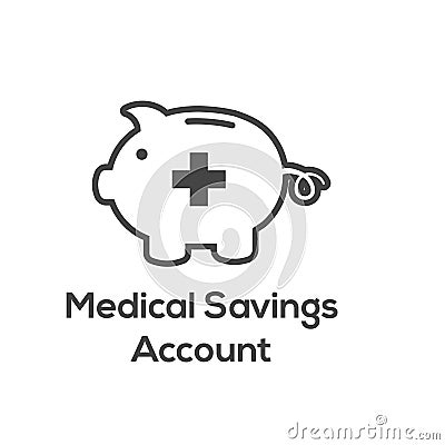 Medical Tax Savings - Health savings account or flexible spending account has HSA, FSA, tax-sheltered savings Vector Illustration