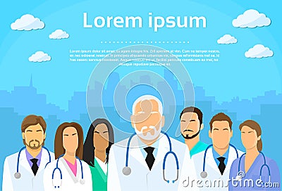 Medical Team Doctor Group Flat Profile Icon Vector Illustration